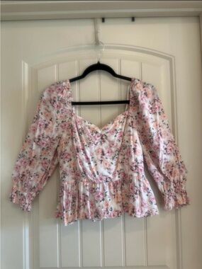 miami Pink Floral Peplum Blouse